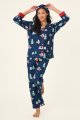 PJ Salvage Bearly Awake Classic Flannel Pajama Set in Navy
