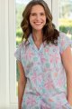 The Cat's Pajamas Women's Pink Palms Please Voile Cotton Capri Pajama Set