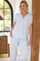 The Cat's Pajamas Women's Powder Blue Pima Knit Cotton Capri Pajama Set