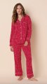 The Cat's Pajamas Women's Red Confetti Dot Pima Knit Cotton Classic Pajama Set