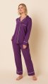 The Cat's Pajamas Women's Aubergine Pima Knit Cotton Classic Pajama Set