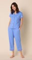The Cat's Pajamas Women's Provence Blue Pima Knit Cotton Capri Pajama Set
