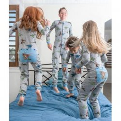 Kids Big Feet Pajamas Dinosaur Union Suit in Blue