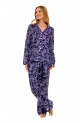 The Lazy Poet Women's Emma Syrus Blue Linen Classic Long Sleeve Pajama Set