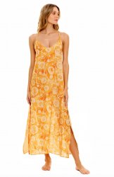 The Lazy Poet Women's Frida Claire Saffron Linen Maxi Slip Dress