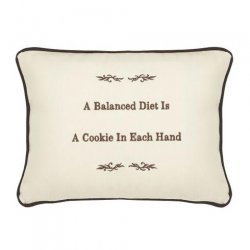 A Balanced Diet Is A Cookie In Each Hand Embroidered Gift Pillow
