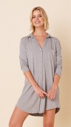 The Cat's Pajamas Women's Heather Grey Pima Knit Classic Nightshirt
