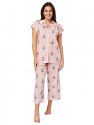 The Cat's Pajamas Women's Queen Bee Luxe Pima Capri Pajama Set in Pink