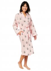 The Cat's Pajamas Women's Queen Bee Luxe Pima Shawl Collar Robe in Pink