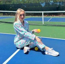8 Oak Lane Women's Pickleball Cotton Classic Pajama Set
