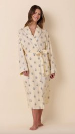 The Cat's Pajamas Women's Queen Bee Luxe Pima Cotton Shawl Collar Robe in Honey
