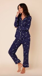 The Cat's Pajamas Women's Étoile Dot Pima Knit Cotton Classic Pajama Set