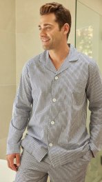The Cat's Pajamas Men's White East Side Luxe Pima Cotton Classic Pajama Set