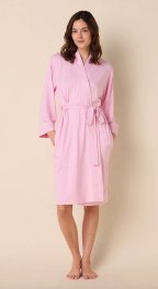 The Cat's Pajamas Women's Pink Moment Pima Knit Cotton Kimono Robe