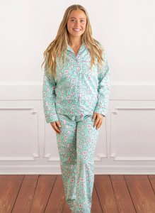 8 Oak Lane Women's Mahjong Stripe Cotton Classic Pajama Set