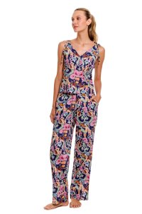 The Lazy Poet Women's Amelie Calypso Blue Cotton Pajama Lounge Set