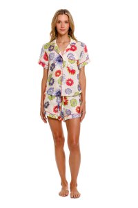 The Lazy Poet Women's Nina Saphie Linen Short Sleeve Shorts Set