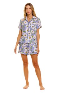 The Lazy Poet Women's Nina Summer Dunes Linen Short Sleeve Shorts Set