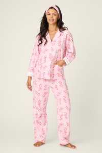 PJ Salvage Sweeter Than Sugar Candy Cane Classic Flannel Pajama Set