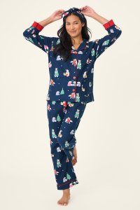 PJ Salvage Bearly Awake Classic Flannel Pajama Set in Navy