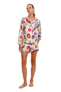 The Lazy Poet Women's Vera Saphie Linen Long Sleeve Shorts Set