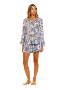 The Lazy Poet Women's Vera Summer Dunes Linen Long Sleeve Shorts Set