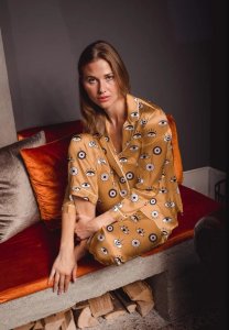 Averie Sleep Amara Greek Eyes Classic Japanese Satin Pajama Set