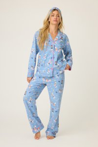 PJ Salvage Baked Woof Love Classic Flannel Pajama Set in Denim