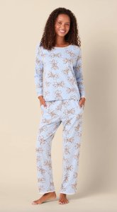 The Cat's Pajamas Women's Bengal Blue Pima Knit Cotton Simple Set