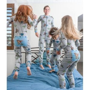 Kids Big Feet Pajamas Dinosaur Union Suit in Blue
