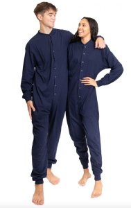 Big Feet Pajamas Adult Navy Blue Jersey Knit Union Suit
