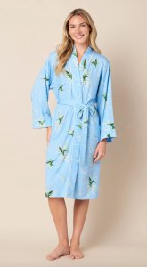 The Cat's Pajamas Women's Bouquet & Bow Pima Knit Cotton Kimono Robe