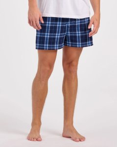 Boxercraft Men's Navy/Columbia Plaid Flannel Boxer Shorts