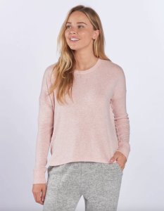 Boxercraft Women's Cuddle Boxy Crew Top in Blush Heather