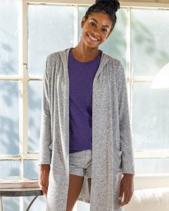 Boxercraft Women's Cuddle Oxford Heather Hooded Cardigan