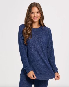 Boxercraft Women's Cuddle Oversized Crew Top in Navy Heather