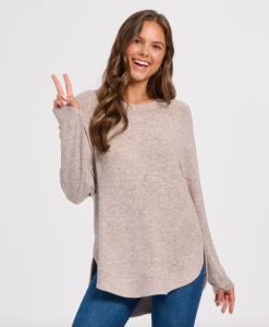 Boxercraft Women's Cuddle Oversized Crew Top in Espresso Heather