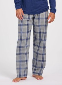 Boxercraft Men's Harley Oxford Heather Navy Kingston Plaid Flannel Pajama Pant