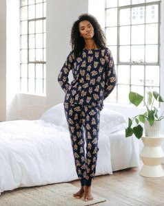 Chelsea Peers Women's Navy Cockapoo Jersey Knit Pajama Lounge Set