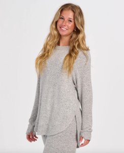 Boxercraft Women's Cuddle Oversized Crew Top in Oxford Heather