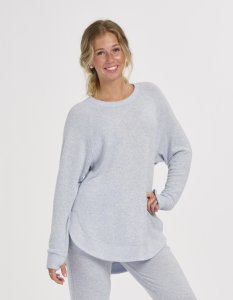Boxercraft Women's Cuddle Oversized Crew Top in Sky Blue Heather