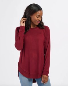 Boxercraft Women's Cuddle Oversized Crew Top in Mantra Red Heather