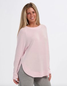 Boxercraft Women's Cuddle Oversized Crew Top in Pink Serenity Heather