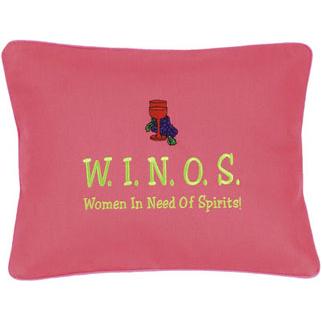 "W.I.N.O.S" Hot Pink Embroidered Pillow