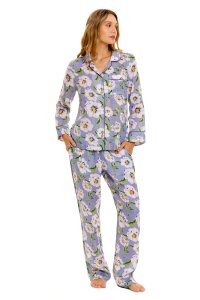 The Lazy Poet Women's Emma Summer Dunes Linen Classic Long Sleeve Pajama Set