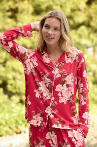 The Cat's Pajamas Women's Fete Florale Pima Knit Cotton Classic Pajama Set