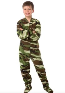 Big Feet Pajamas Kids Green Camouflage Fleece One Piece Footy