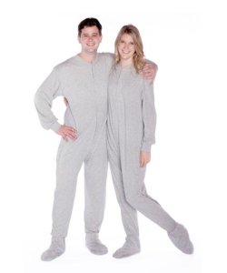 Big Feet Pajamas Adult Gray Jersey Knit One Piece Footy