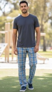 Boxercraft Men's Harley Oxford Heather Royal Kingston Plaid Flannel Pajama Pant