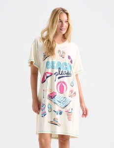 Little Blue House by Hatley Beach Please Cotton Sleepshirt in Ivory
